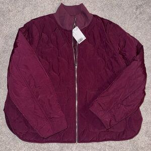 NWT H&M Quilted Burgundy Jacket sz L